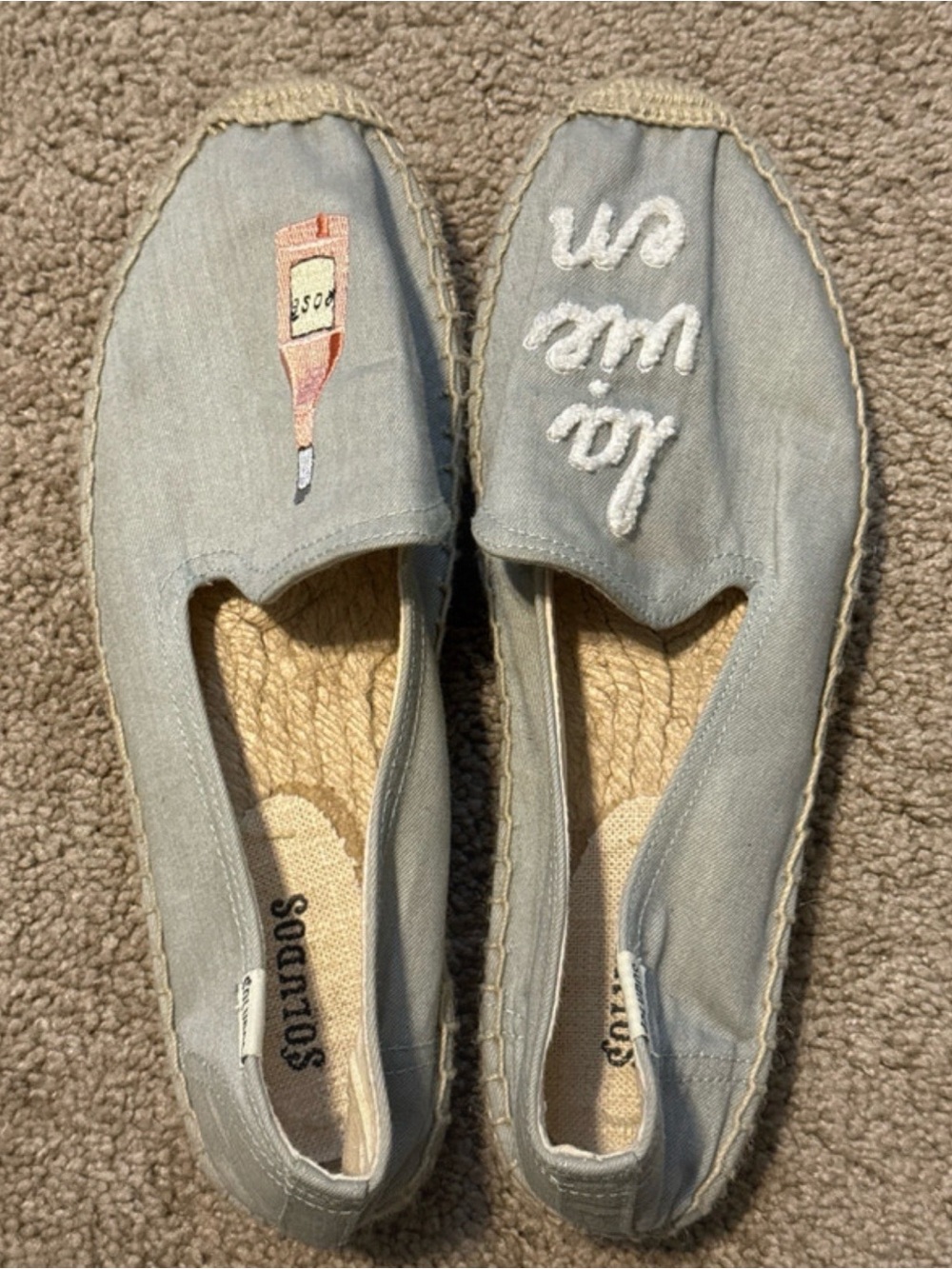 Soludos Pale Blue Embroidered Bottle Espadrille Flats